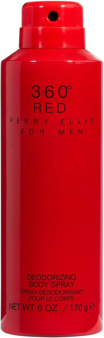 Perry Ellis 360 Red 3.4oz EDT Spray, 6 oz Body Spray, 3 oz Shower Gel, 7.5ml EDT Spray para hombre